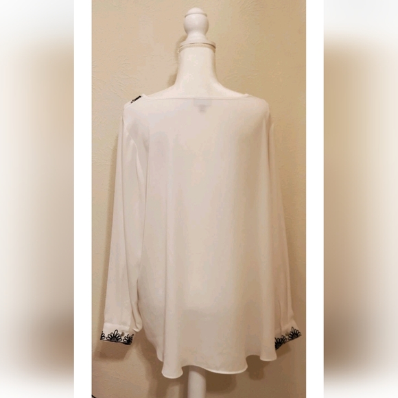 Avenue Plus 14/16 White Embroidered Boho Blouse Sheer Flowy Top Chic - Picture 6 of 9